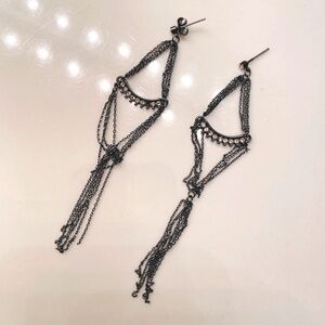 ZARA chain earrings silver stones long